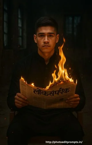 Realistic Newspaper Burning Prompt