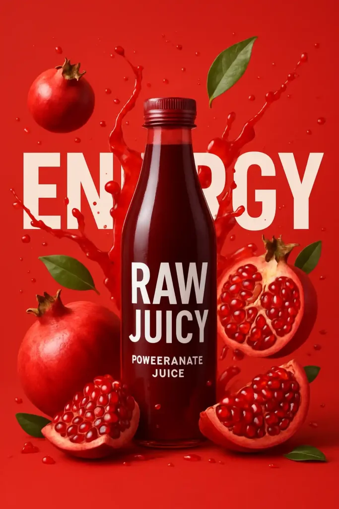Pomegranate Juice Energy prompt. Product Photos Prompts