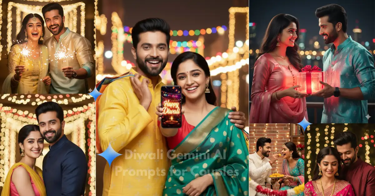 11 Viral Diwali Gemini AI Prompts for Couples — Look Like a Cinematic DSLR Photoshoot