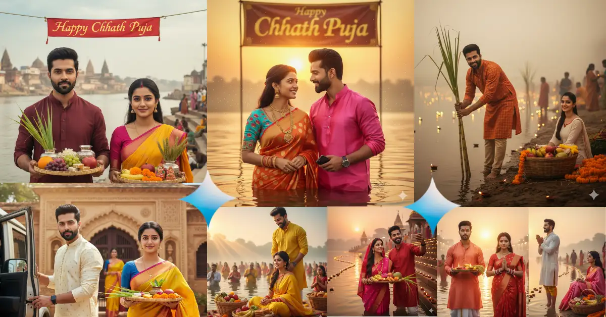 15 Gemini AI Prompts Perfect Chhath Puja Couple Shots in 8K DSLR