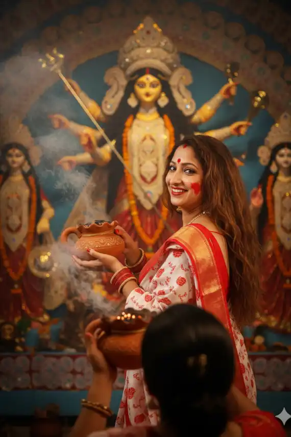Durga Puja Sindoor Khela Photo Editing Prompts