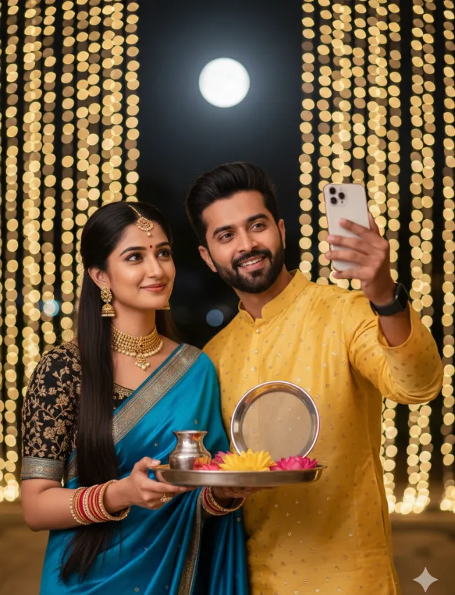 Karwa Chauth love couple prompt