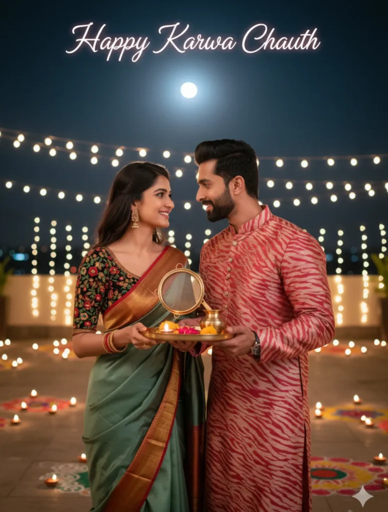 Karwa chauth love couple photo prompt