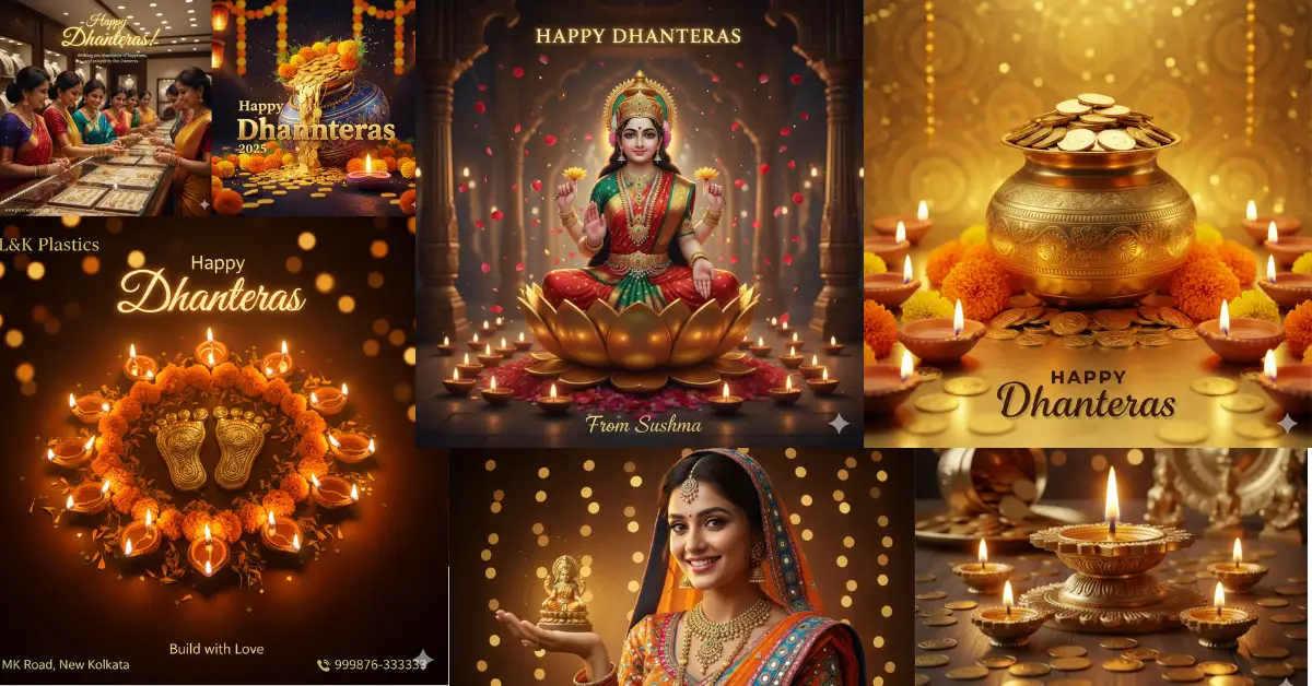 21 Viral 8K Dhanteras Wish Poster Prompts 2025 — Fully Customizable with Gemini AI