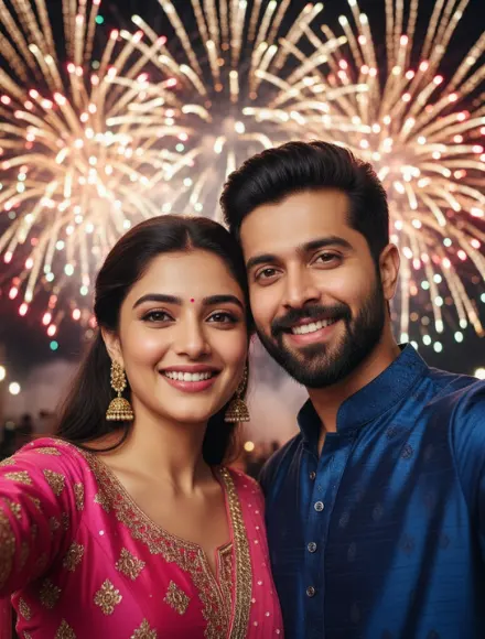 Couple selfie diwali gemini photo edit prompt