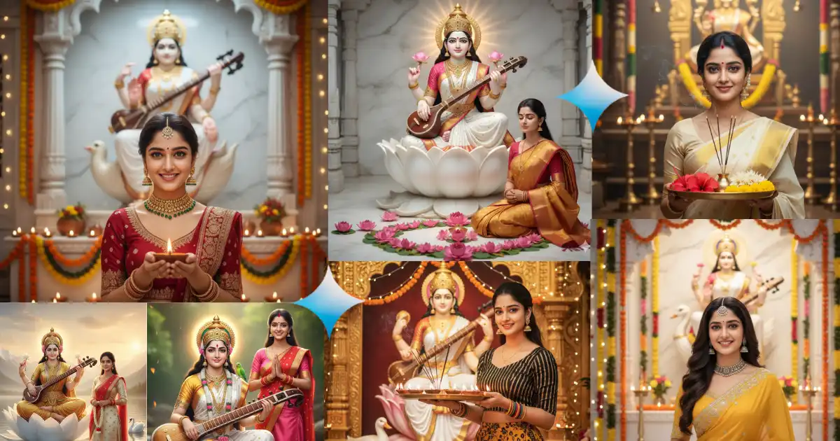 Gemini AI Prompt Pack for Saraswati Puja 2026 Girl Photos Aesthetic Looks