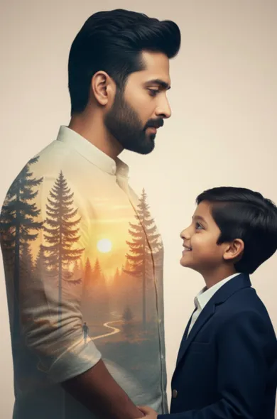 Google Gemini Prompt for Cinematic Double-Exposure With Your Childhood Photo