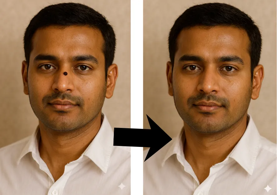 remove mole from man face