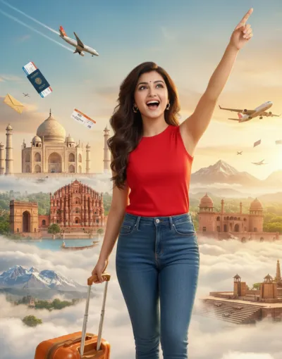 Woman travel portrait created using Gemini Nano Banana prompts