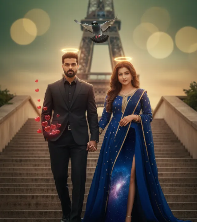 Eiffel Tower Love Couple Prompt Free