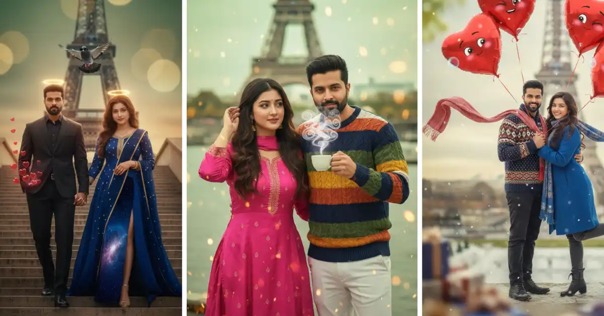 Eiffel Tower Love Couple Prompt Free