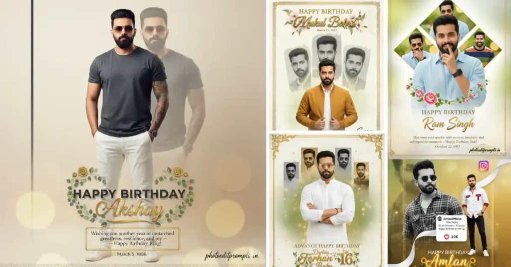 5 Top Trending Gemini AI Prompts for Boyfriend Birthday Card Design | 8K Photoshop Style