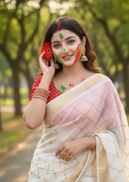 DSLR-woman-holi-image-prompt