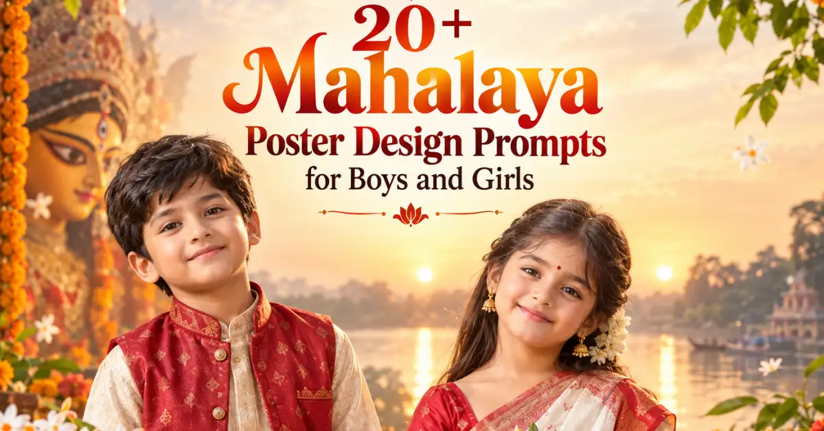 20+ Mahalaya Poster Design Prompts for Boys and Girls | Bengali & Assamese Poster Ideas