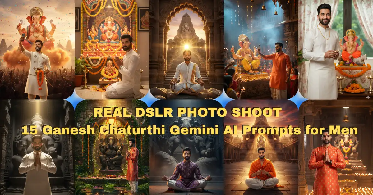 15 Ganesh Chaturthi Gemini AI Prompts for Men That Look Like Real DSLR Photoshoots