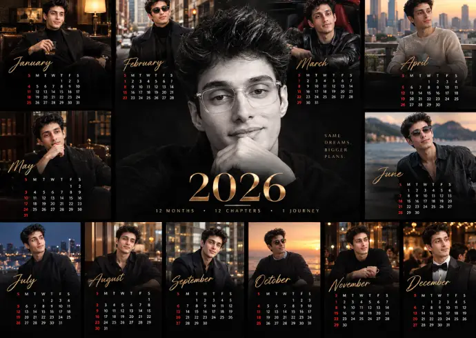 12-month calendar poster prompt for men