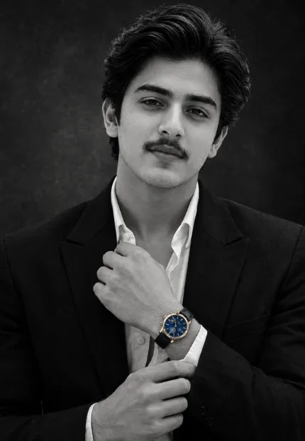Men's Black and White Suit Portrait Prompt