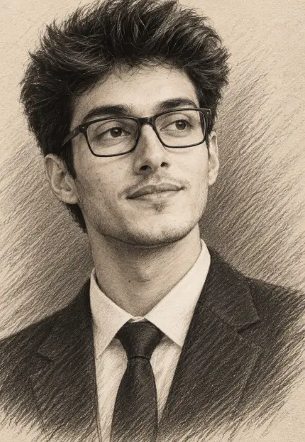 Charcoal Pencil Sketch Portrait of a Young Man