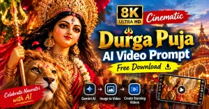 8K Cinematic Durga Puja AI Video Prompt Free Download