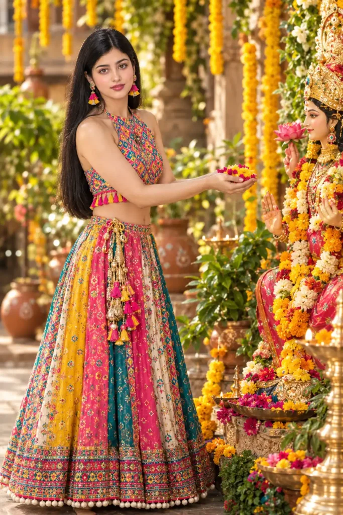 Festive Goddess Offering in Marigold Courtyard