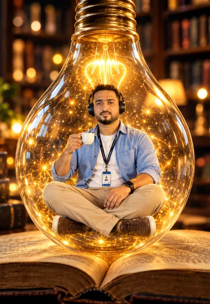 Hyper-Realistic Man in a Lightbulb Prompt