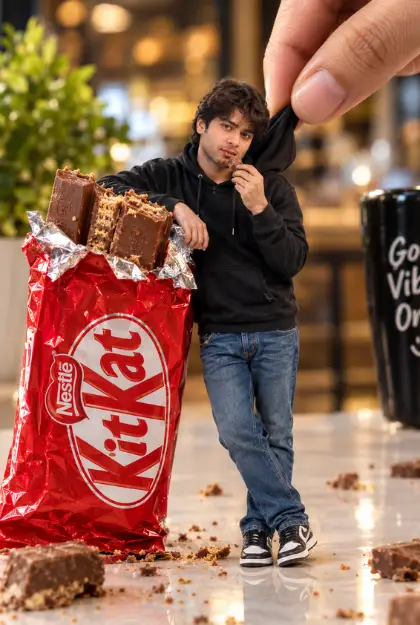 Miniature Man Meets KitKat