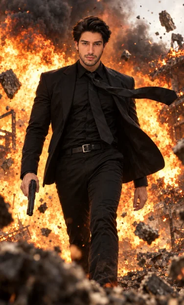 Man hyper-realistic action movie prompt