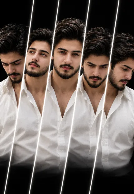 multi-panel man portrait prompt