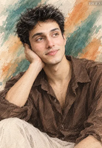 Natural pencil sketch portrait for man