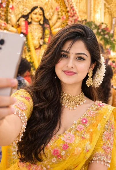 Woman's Traditional Durga Puja Look Prompt