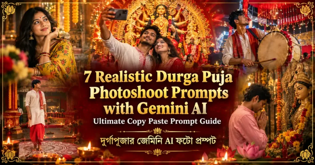 11+ Realistic Durga Puja Photoshoot Prompts with Gemini AI: Ultimate Copy Paste Prompt Guide
