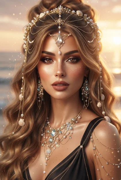 Prompt for a Golden Ocean Goddess